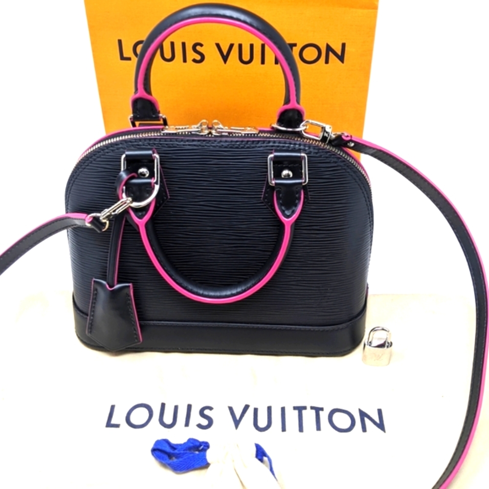Sale!🎉Louis Vuitton Alma BB Black Hot Pink Bag Limited Edition!
